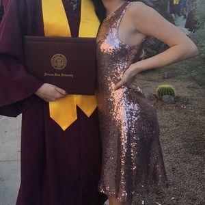 Rose gold sequined dress